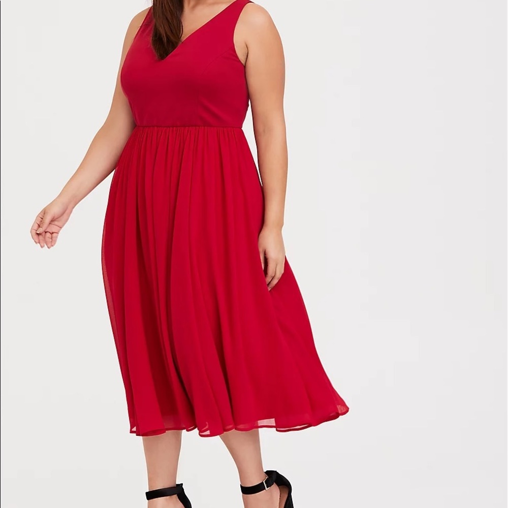 PONTE CHIFFON MIDI DRESS Size 20